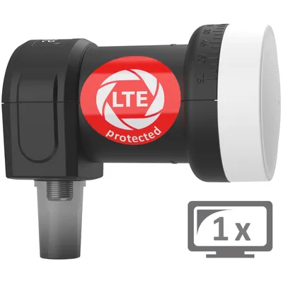 Produktbild von DUR-line +Ultra Single LNB - 1 Teilnehmer schwarz - mit LTE-Filter [ Test  *] 1-Fach, digital, Full HD, 4K, 3D,