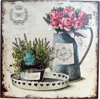 Produktbild von Metallschild Nostalgie Kanne Rosen