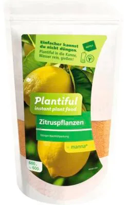 Produktbild von Nachfüllbeutel für manna Plantiful Zitrus- und Kübelpflanzendünger 600 g für max. 600 L Gießwasser