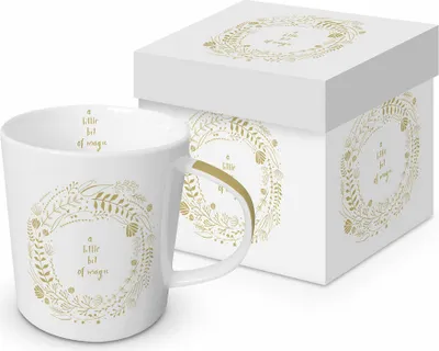 Immagine prodotto di PPD Magic White Real Gold Trend Mug, in confezione regalo, tazza, tazza da tè, tazza da caffè, 350 ml, 604178