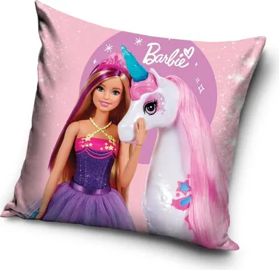Produktbild von Kinder 3D Kissenbezug 40x40 Barbie und Einhorn