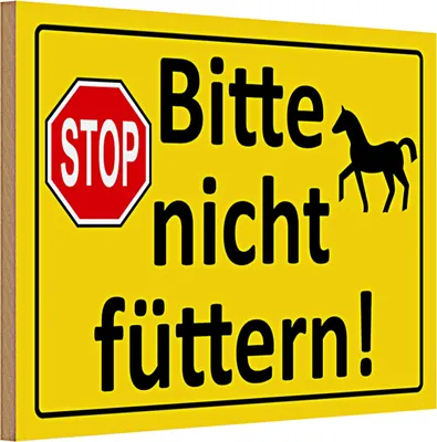 Produktbild von Holzschild Verbotsschild 30x20cm Stop Bitte nicht füttern