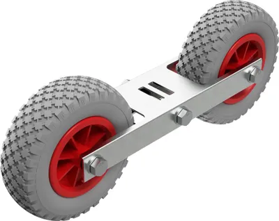 Zdjęcie produktu dla Urządzenie rolujące rolki wahliwe przyczepa do łodzi oponypoliuretan SUPROD RKDO2-200-PU, Ø 200 mm, szary/czerwony