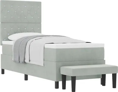 Obrázok produktu pre Posteľ s pružinovým rámom Svetlosivá 200 x 80 cm Zamat