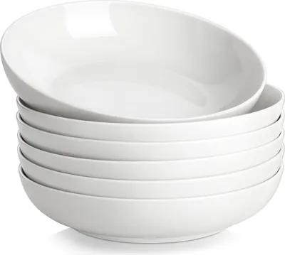 Produktbild von Famanu Suppenschalen Set aus Porzellan - 880 ml, 6 Stück, stapelbar, spülmaschinenfest, weiß