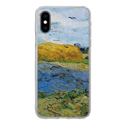 Produktbild von MuchoWow® Handyhülle Schutzhülle Hülle für iPhone X Heuballen unter einem regnerischen Himmel - Vincent van Gogh Silikon Softcase Handy Hülle - Handyhülle