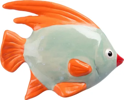 Produktbild von Gartenfigur Fisch aus Keramik Mint-Orange Gartendeko Gartendekoration Teichdeko