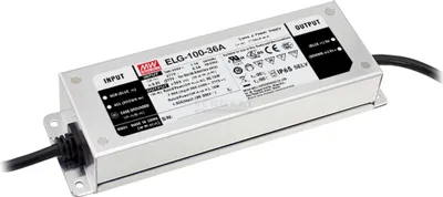 Produktbild von MEANWELL ELG-100-24A-3Y, AC-DC LED-Installationsnetzteil, Metallgehäuse, IP65 96W 24V 4A CV+CC + PE