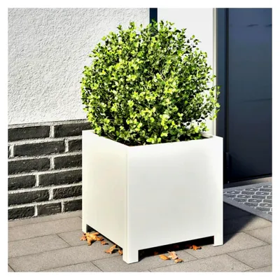 Produktbild von Pflanzkübel 2 Stück Weiß 40x40x40 cm Stahl für Außenbepflanzung
