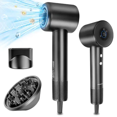 Produktbild von Aigostar Ionic-Haartrockner Haartrockner 400 Mio. Negative Ionen, LED-Display, 4 Temperaturstufen 1600 W, 110.000 U/min, Magnetischer Diffusor & Düse