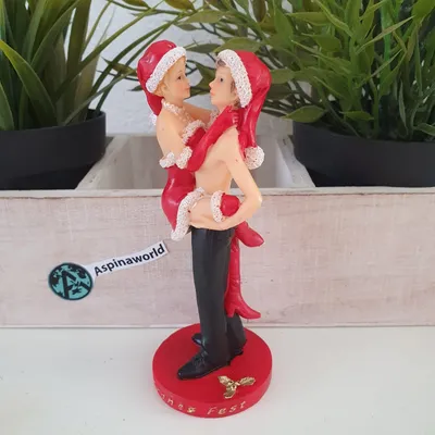 Produktbild von Dekofigur Weihnachtspaar Figur stehend sexy rot-schwarz 14 cm Polyresin – Weihnachtsdeko