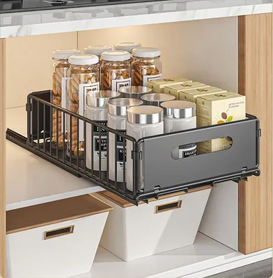 Image de Omgoods - Organisateur de placard extensible pour cuisine, en acier carbone