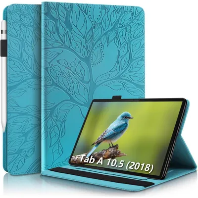 Produktbild von Schutzhülle für Samsung Galaxy Tab A 10.5" 2018 SM-T590/SM-T595, Kunstleder Flip Tasche mit Ständer und Kartenfächern, Blau