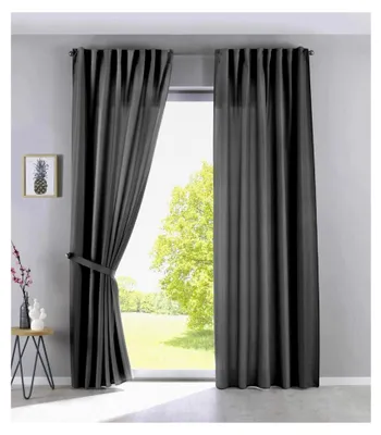 Produktbild von 2er Set Vorhänge mit verdeckten Schlaufen Cationic »JENA« HxB 225x140 cm Grau blickdicht Leinenoptik