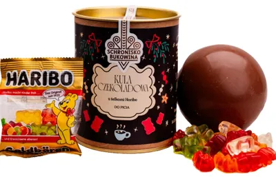 Zdjęcie produktu dla Kula czekoladowa z żelkami Haribo 60g- Schronisko Bukowina