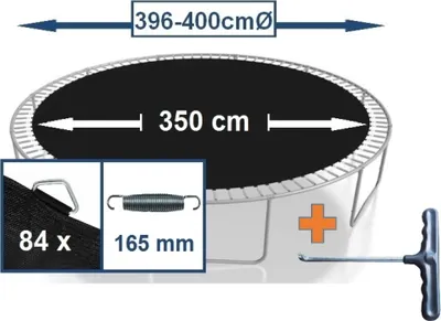 Produktbild von walexo Sprungtuch Sprungmatte incl. Federspanner für Trampolin Ø 396 cm 84 Ösen (Federn 16,5 cm)