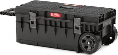 A black rolling toolbox on a white background.