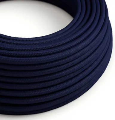Image de Creative-Cables Câble électrique en tissu, 3 x 0,75 mm², longueur 1 m, bleu foncé RM20, rond, effet soie