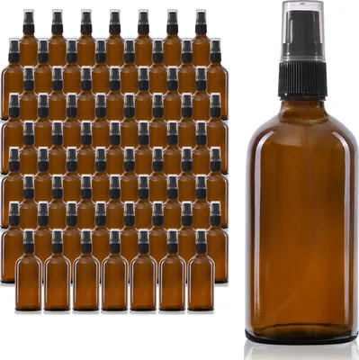 Obrázek produktu pro 68 x 100 ml láhev s pumpičkou, láhev na krém, hnědé sklo