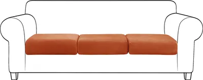 Obrázek produktu pro Topchances Velvet Sofa Seat Cushion Cover, Elastický kryt polštáře na gauč 3 Piece Sofa Cushion Slipcover Sofa Seat Cover Sofa Cover (Orange, 3 Seater)