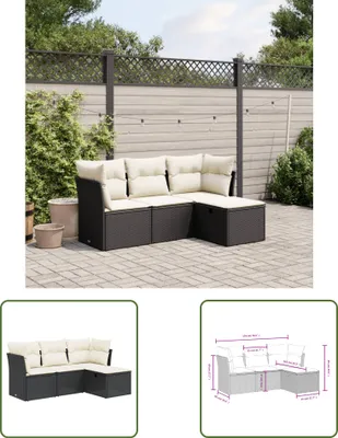 Produktbild von The Living Store 4-tlg. Garten-Sofagarnitur mit Kissen Schwarz Poly Rattan