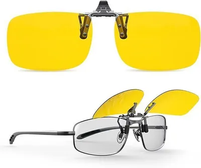 Produktbild von GKA Überbrille Aufsatz Clip ons Nachtfahrbrille Brillenaufsatz klappbar Nachtsicht gelb