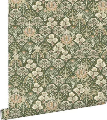 Immagine prodotto di ESTAhome carta da parati fiori vintage in stile art nouveau verde scuro 50 x 900 cm