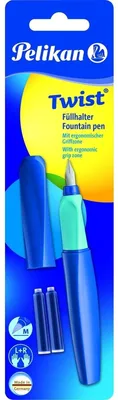 Produktbild von Füllhalter Twist Deep Blue Feder M inkl. 2 Tintenpatronen Blister.