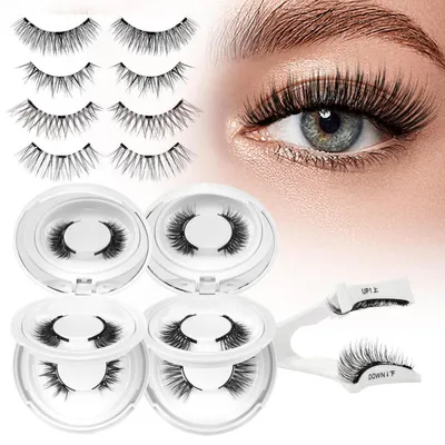 Image de Cils magnétiques avec applicateur, aspect naturel, sans colle, réutilisables, 4 paires