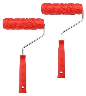Immagine prodotto di Omgoods - Set di 2 rulli per pittura con texture e motivi floreali