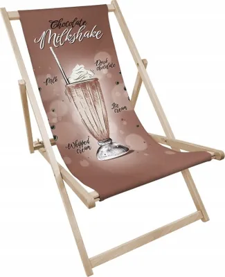 Obrázek produktu pro Skládací dřevěné zahradní lehátko s motivem Chocolate Milkshake – plážové a zahradní lehátko