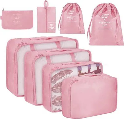 Produktbild von Famanu Koffer-Organizer Set 8-teilig - Reisorganizer in Rosa