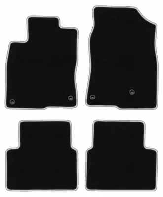 Produktbild von Velours-Fußmatten für Honda Civic X 2017- (Schrägheck) – 4-tlg, Schwarz/Silber, passgenau – Wielganizator CARLUX