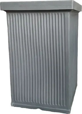 Produktbild von Garden Italia Vasen Vase für Pflanzen Quadro gerippt hoch GQMH Seite 42 cm hoch 63 cm in Harz Anthrazitgraue Farbe - Frostbeständig - Stoßfest Leicht