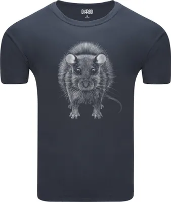 Produktbild von Diarbo Herren T-Shirt mit Tierliebhaber Druck Mausporträt Dunkelgrau Gr.M