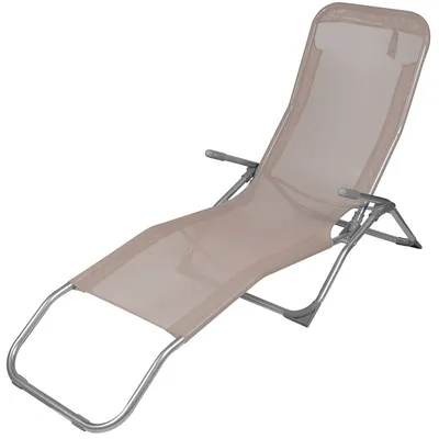 Produktbild von Sonnenliege Corfu aus leichtem Stahl mit textiler Bespannung aus Polyester - mit zwei Sitz- und Liegepositionen - zusammenklappbar - Strandliege faltbar - Campingliege - Schwingliege - Gartenliege faltbar