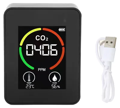 Obrázek produktu pro Detektor CO2, monitor kvality vzduchu, tester TVOC, USB teploměr s funkcí nabíjení, vlhkoměr pro domácnost