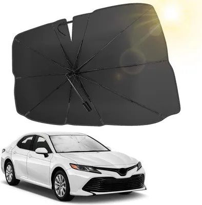 Produktbild von Famanu Sonnenschutz für das Auto, mit UV-Schutz für die Frontscheibe, verstellbarer Stange, für die meisten Autos und SUVs