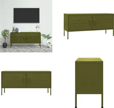 Obrázek produktu pro vidaXL TV skříňka olivově zelená 105x35x50 cm ocel - TV skříňka - TV skříňky - HiFi skříňky - HiFi skříňky
