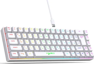 Obrázok produktu pre Dvojjazyčná klávesnica (ruština/angličtina) – 68-tlačidlová mechanická herná klávesnica s RGB podsvietením, biela