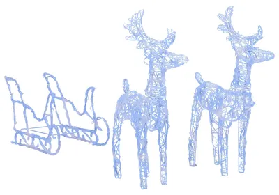 Produktbild von vidaXL Rentiere & Schlitten Weihnachtsdekoration 160 LEDs 130 cm Acryl
