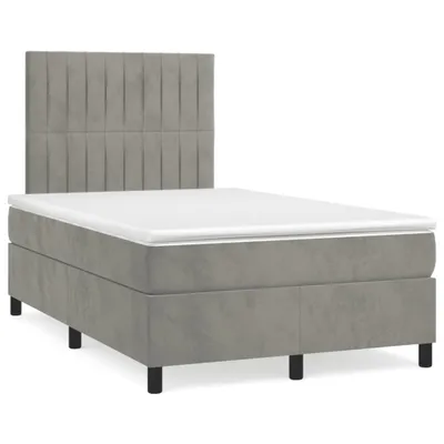 Obrázek produktu pro vidaXL Postel Boxspring s matrací Light Grey 120x200 cm Velvet