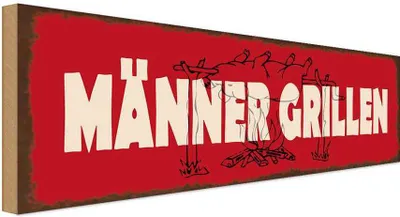 Produktbild von vianmo Holzschild 10x27 cm Männer Grillen Frauen
