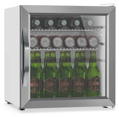 Obrázek produktu pro KlarsteinBeersafe nápojová lednička se skleněnými dveřmi | 44 x 48 cm | LED osvětlení | stříbrno-bílá