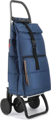 Produktbild von Famanu Einkaufstrolley mit 4 Rädern - Blau und Rot - 43 Liter