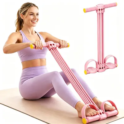 Productafbeelding van Weerstandsbanden met handgreep, multifunctioneel fitnessspantouw (roze)