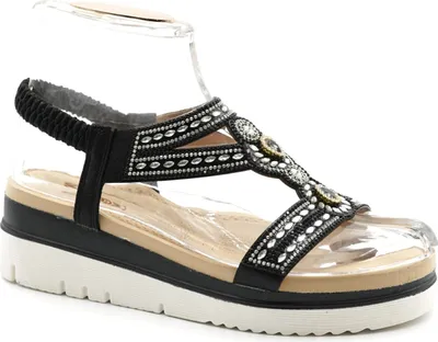 Produktbild von Damen Sandalen Riemchensandaletten Schwarz BQ203 Größe: 37 Hersteller: Sonderpostendiscount Materialzusammensetzung: Kunstleder,Syntetik