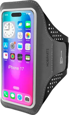 Produktbild von Mobiparts Comfort Fit Handyhalterung Joggen iPhone 17 Sporthülle Neopren Sportarmband - Schwarz