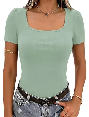 Imagen del producto de Camisetas de mujer - Cuello redondo, algodón, estilo casual, color verde
