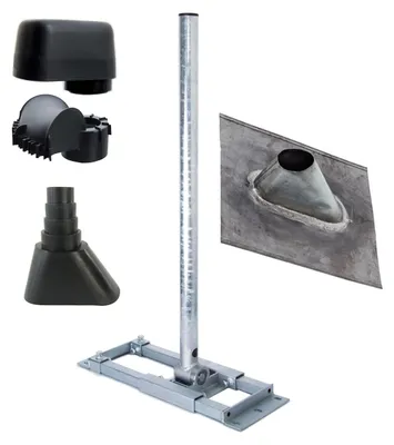Produktbild von PremiumX DELUXE X90-60 SAT Dachsparrenhalter 90cm Ø 60 mm Mast Blei-Ziegel Manschette schwarz Mastkappe